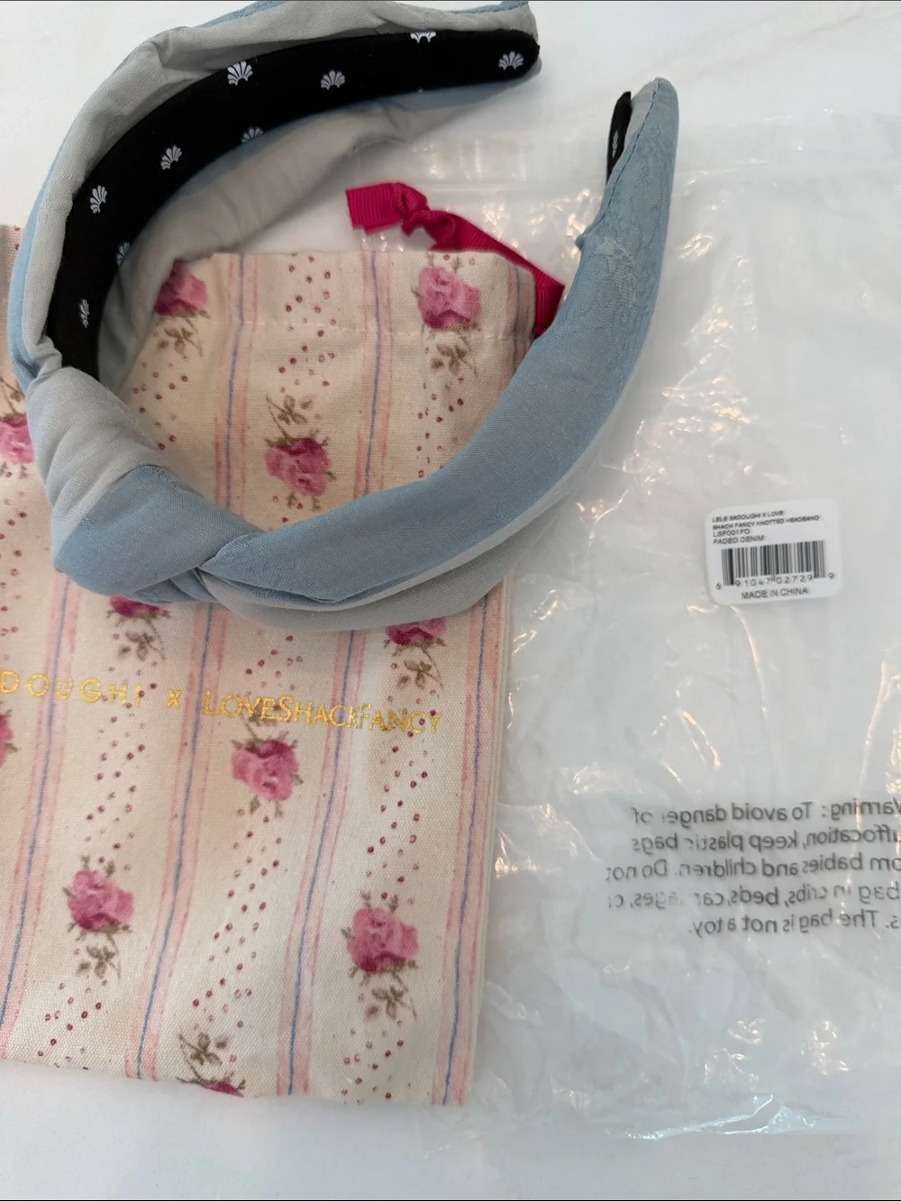 Women’s Lele Sadoughi + Loveshack Fancy knotted headband - NWT, never worn